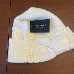 Kate Spade Cream Knit Hat with Bow